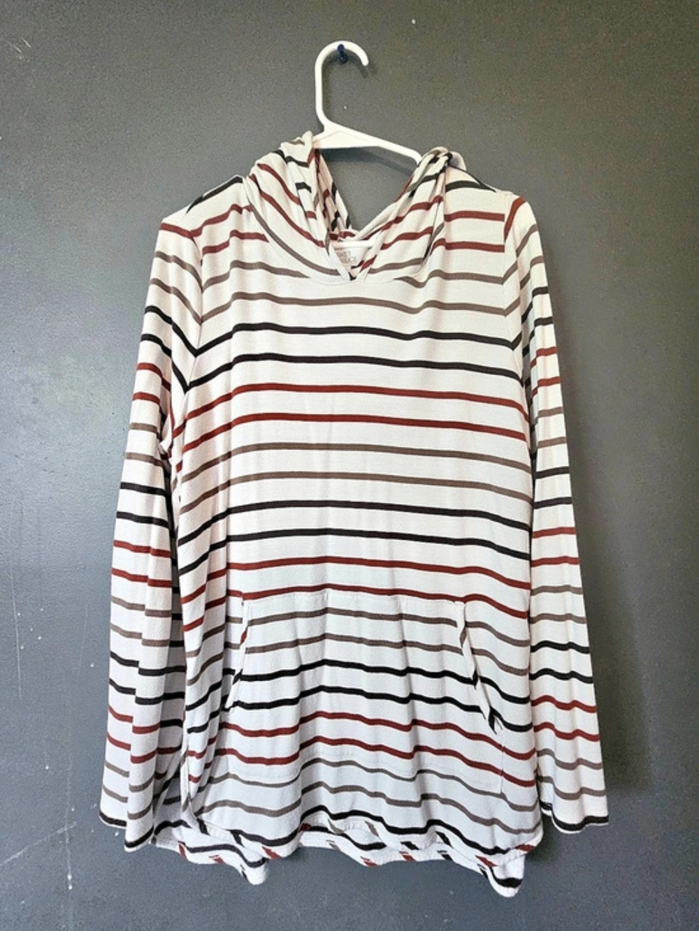 Market & Spruce Striped Cowl Neck Tunic Size XL Like New